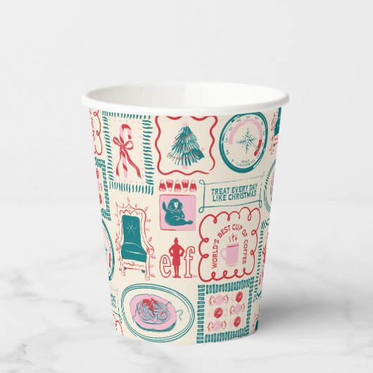 Elf Holiday Icon Muster Pappbecher (Links)