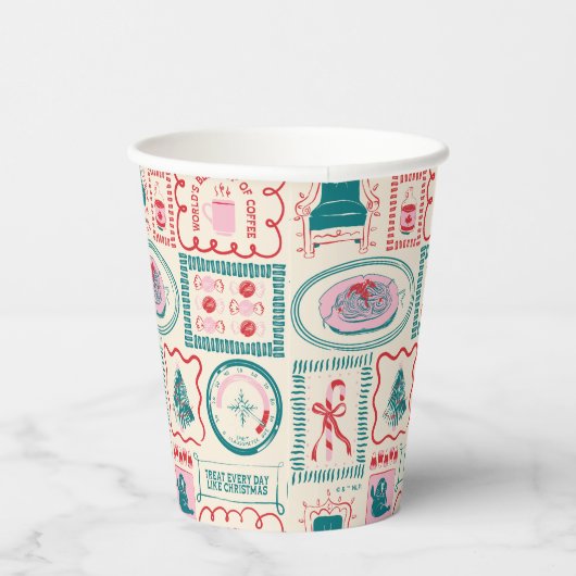Elf Holiday Icon Muster Pappbecher (Rechts)