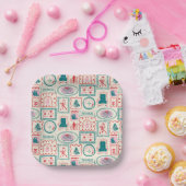 Elf Holiday Icon Muster Pappteller (Party)