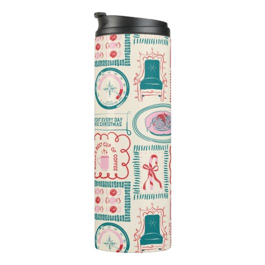 Elf Holiday Icon Muster Thermosbecher (Nach rechts gedreht)