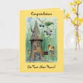 "Elf House" - Neue Zuhause Grußkarte Karte (Gelbe Blume)