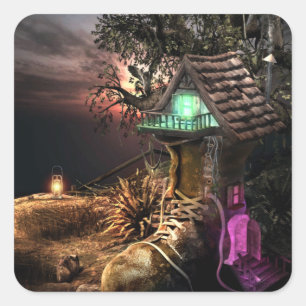 Elf House Quadratischer Aufkleber