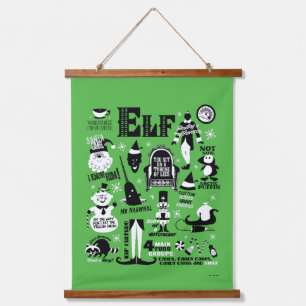 Elf Icons und Movie Quotes Wandteppich Mit Holzrahmen