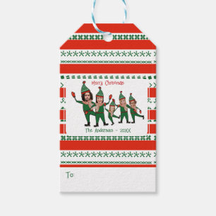 Elf Ihre Familie von fünf lustigen Red & Green Fer Geschenkanhänger