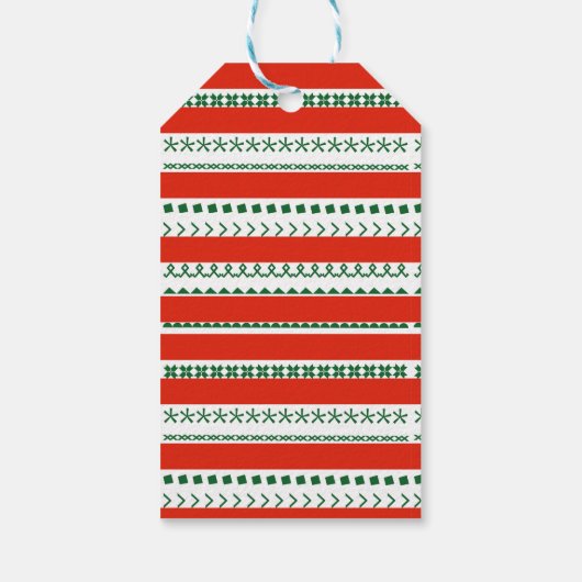 Elf Ihre Familie von fünf lustigen Red & Green Fer Geschenkanhänger (Rückseite)