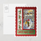 Elf im Briefkasten Feiertagspostkarte (Vorne/Hinten)