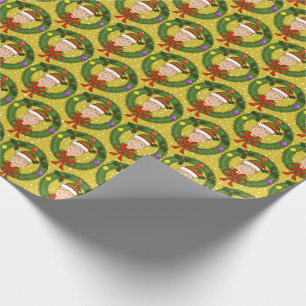 Elf im Kranz & Schnee Weihnachtspapier zum Einpack Geschenkpapier