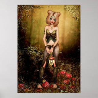 Elf in der Woods Fantasy Artwork Poster