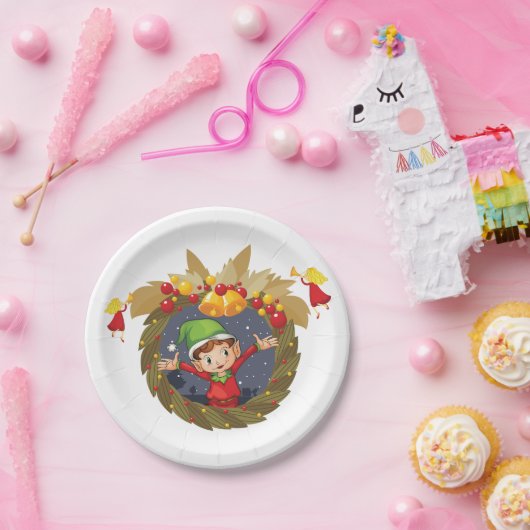 Elf in einem Weihnachtskreidepapier Teller (Party)