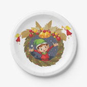 Elf in einem Weihnachtskreidepapier Teller (Vorderseite)