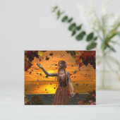 Elf in sinkenden Blätter gegen einen Sonnenunterga Postkarte (Stehend Vorderseite)