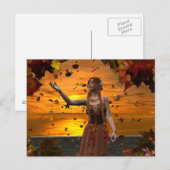 Elf in sinkenden Blätter gegen einen Sonnenunterga Postkarte (Vorne/Hinten)