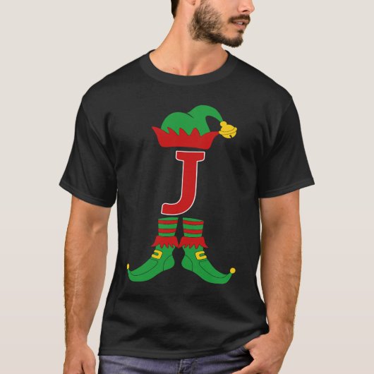 Elf Initial J Matching Family Group Christmas Holi T-Shirt (Vorderseite)