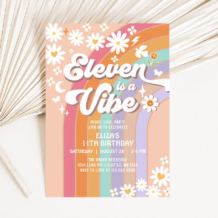 Elf ist eine Stimmung Daisy Rainbow Groovy Geburts Einladung