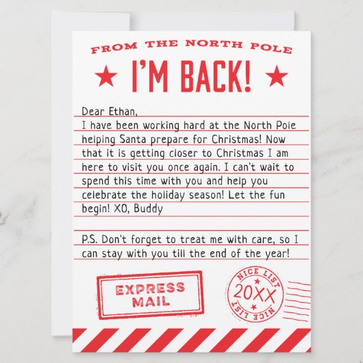 Elf ist zurück feiertagskarte (Vorderseite)