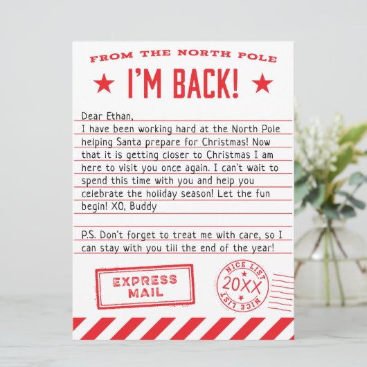 Elf ist zurück feiertagskarte (Stehend Vorderseite)
