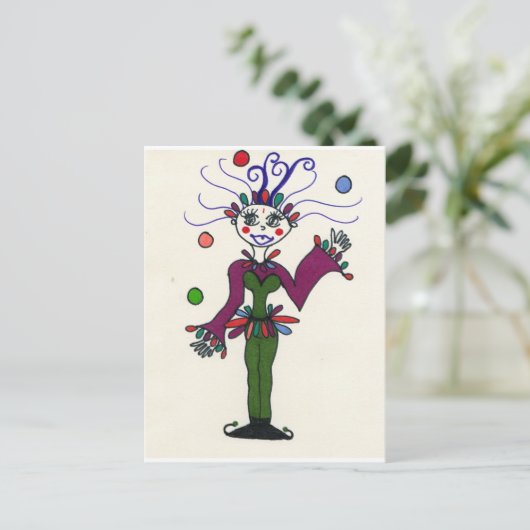 Elf Jester Juggling Postkarte (Stehend Vorderseite)
