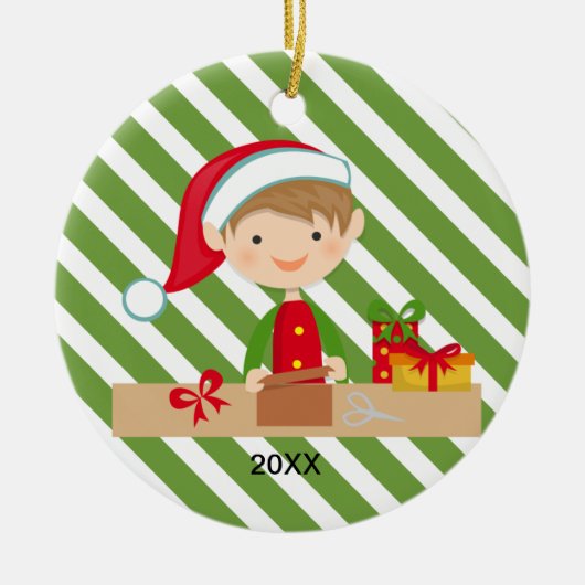 Elf-Junge in der Werkstatt-Verzierung Keramikornament (Vorne)