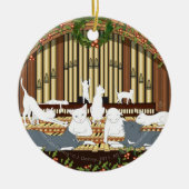 Elf Katzen, die… Doppeltes leiten, versahen mit Keramik Ornament (Vorne)