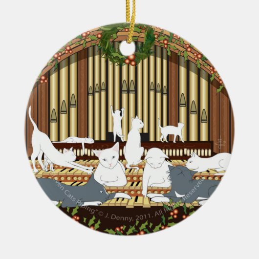 Elf Katzen, die… Doppeltes leiten, versahen mit Keramik Ornament (Vorne)