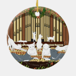 Elf Katzen, die… Doppeltes leiten, versahen mit Keramik Ornament