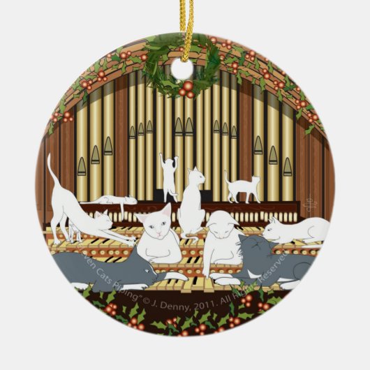 Elf Katzen-Leiten… Weihnachtsbaum Keramik Ornament (Vorne)