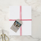 Elf Kids Running in the Snow Custom Text Geschenkanhänger (Mit Garn)