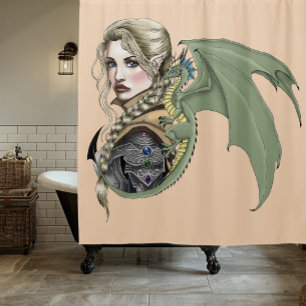 Elf-Krieger-Drache Fantasy Magisches Mittelalter P Duschvorhang
