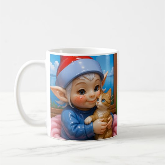 Elf Kuschelkatze Kaffeetasse (Links)