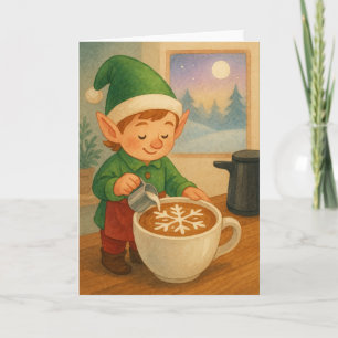 Elf Latte Art Feiertagskarte