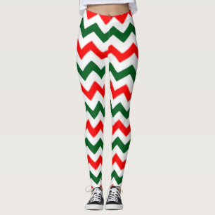 ELF-LEGGINGS ZICKZACK MUSTER ROT UND GRÜN LEGGINGS