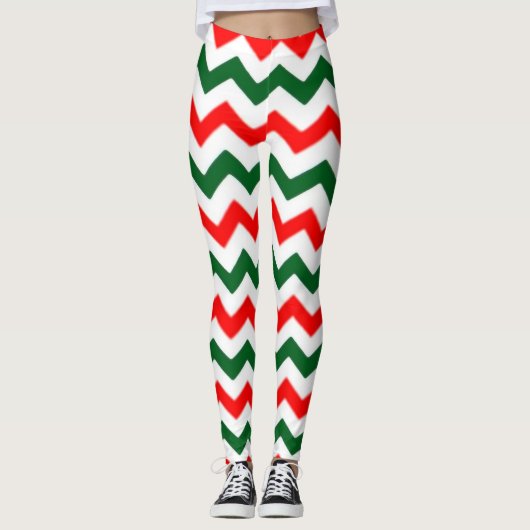 ELF-LEGGINGS ZICKZACK MUSTER ROT UND GRÜN LEGGINGS (Vorderseite)