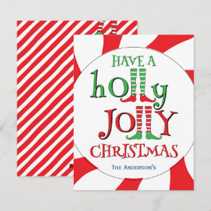 Elf Legs Holly Jolly Christmas Candy Overload Feiertagskarte