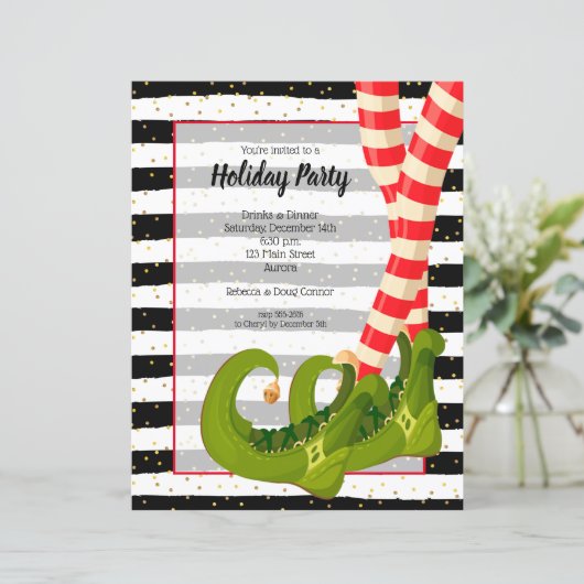 Elf Legs Weihnachtsbudget Einladungen (Stehend Vorderseite)