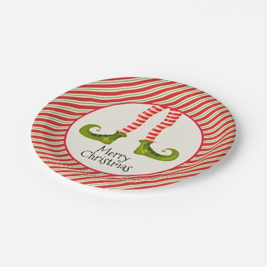 Elf Legs Weihnachtsfeiertag Pappteller (Schrägansicht)