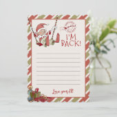 Elf Letter "I m Back" Editable Notecard Einladung (Stehend Vorderseite)