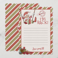 Elf Letter "I m Back" Editable Notecard