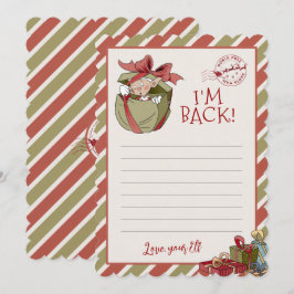 Elf Letter "I m Back" Editable Notecards Einladung
