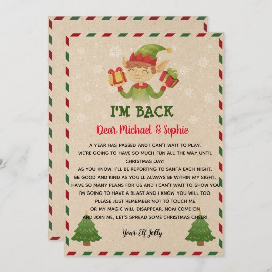 Elf-Letter-Vorlage Einladung (Vorne/Hinten)