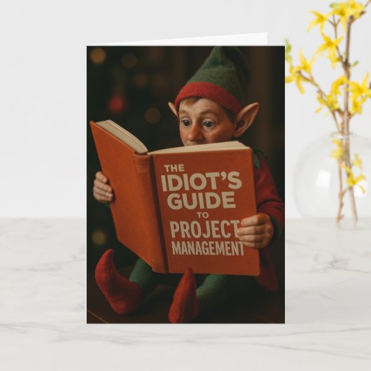 Elf liest 'Idiots Guide to Site Management' Karte (Gelbe Blume)