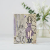 Elf Mädchen mit Wolf-Fantasie Postkarte (Stehend Vorderseite)