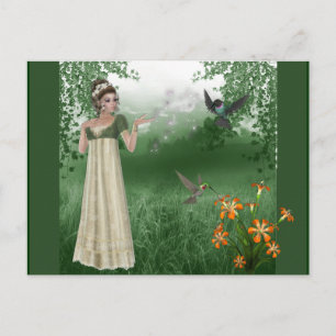 Elf Magic auf Grasfeld mit Hummingvögeln Postkarte