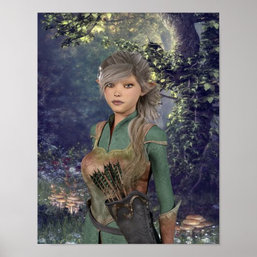 Elf Maiden im Wald Poster (Vorne)