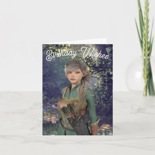 Elf Maiden in the Woods Birthday Card Karte (Vorderseite)