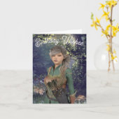 Elf Maiden in the Woods Birthday Card Karte (Gelbe Blume)