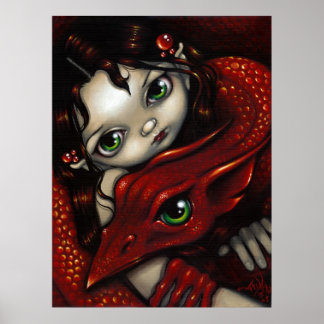 Elf Maiden und ihr Drache ART DRINT Poster