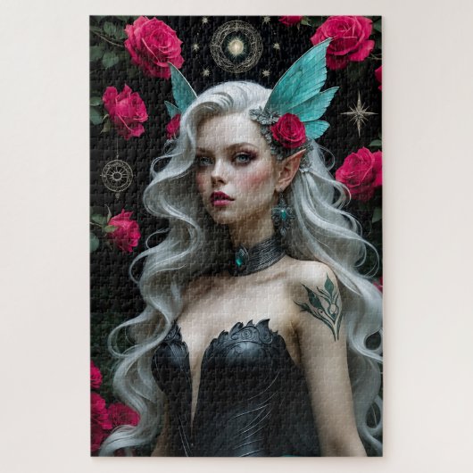 Elf Maiden verzaubern mit Aquamarinen Flügeln und Puzzle (Vertikal)