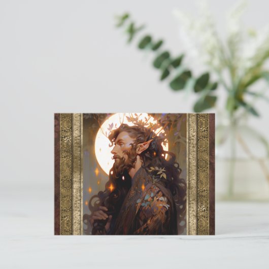 Elf Man Fantasy Art Postkarte (Stehend Vorderseite)