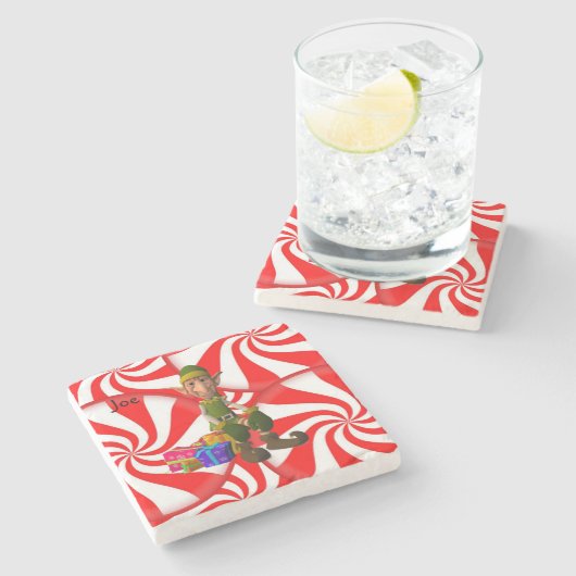 Elf Marble Stone Untersetzer Weihnachten (Seitenansicht)