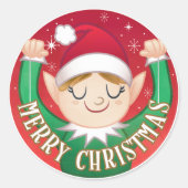 Elf Merry Christmas Envelope Classic Round Sticker (Vorderseite)